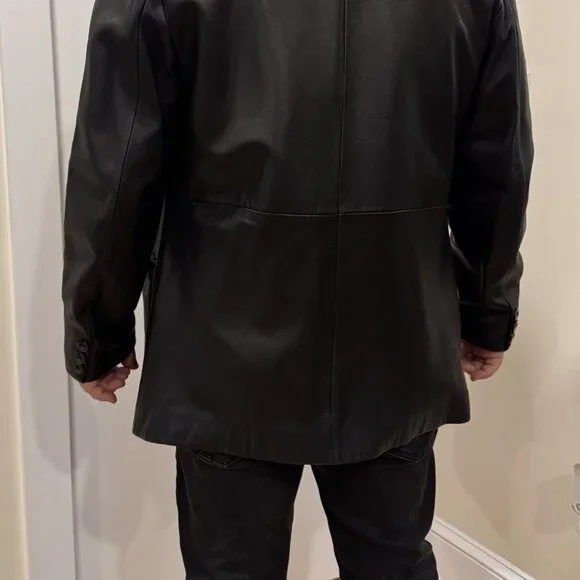 VINTAGE Y2K Leather Sports Jacket - Picture 6 of 9